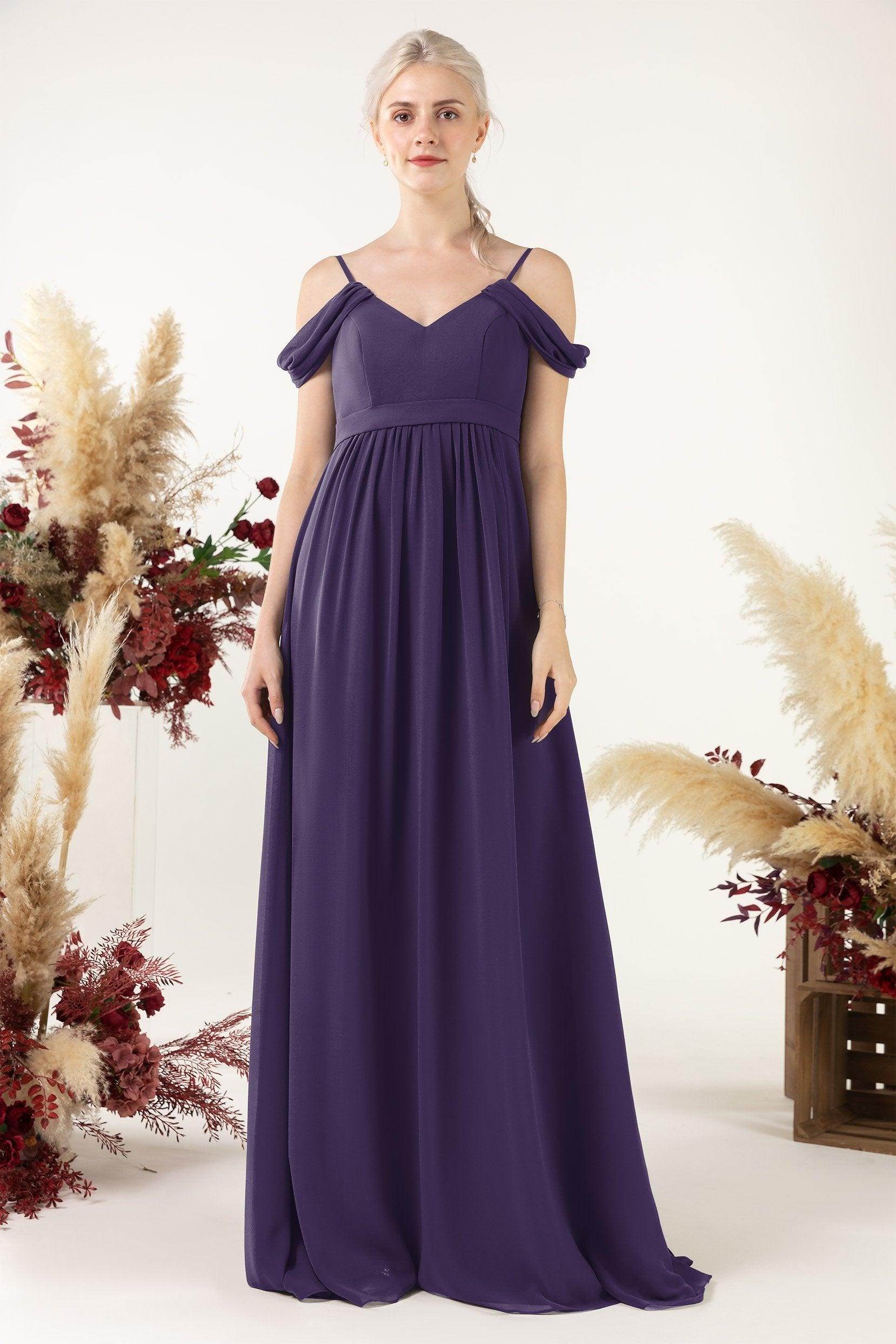 A-Line Floor Length Chiffon Bridesmaid Dress CB0476 - COCOMELODY
